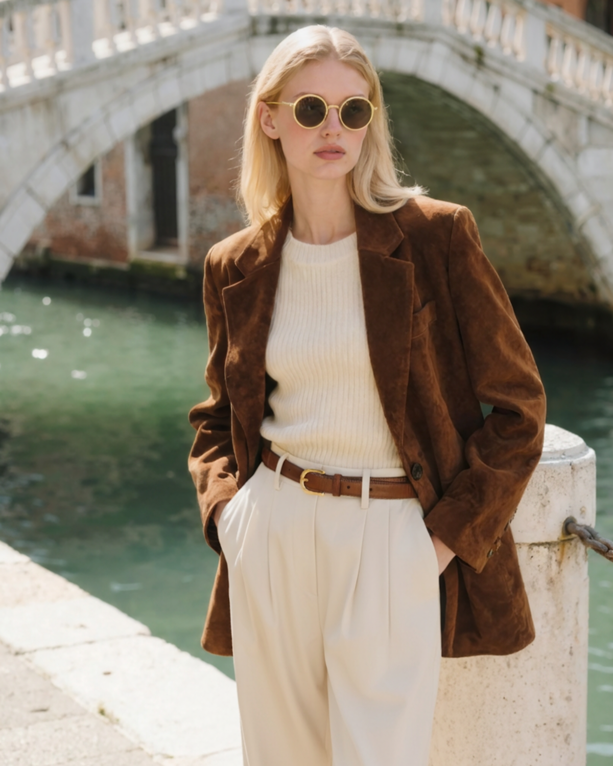 Women's Straight Cut Cropped Trousers with Belt Loops