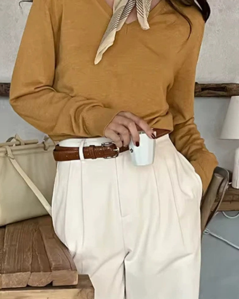 Women's Straight Cut Cropped Trousers with Belt Loops