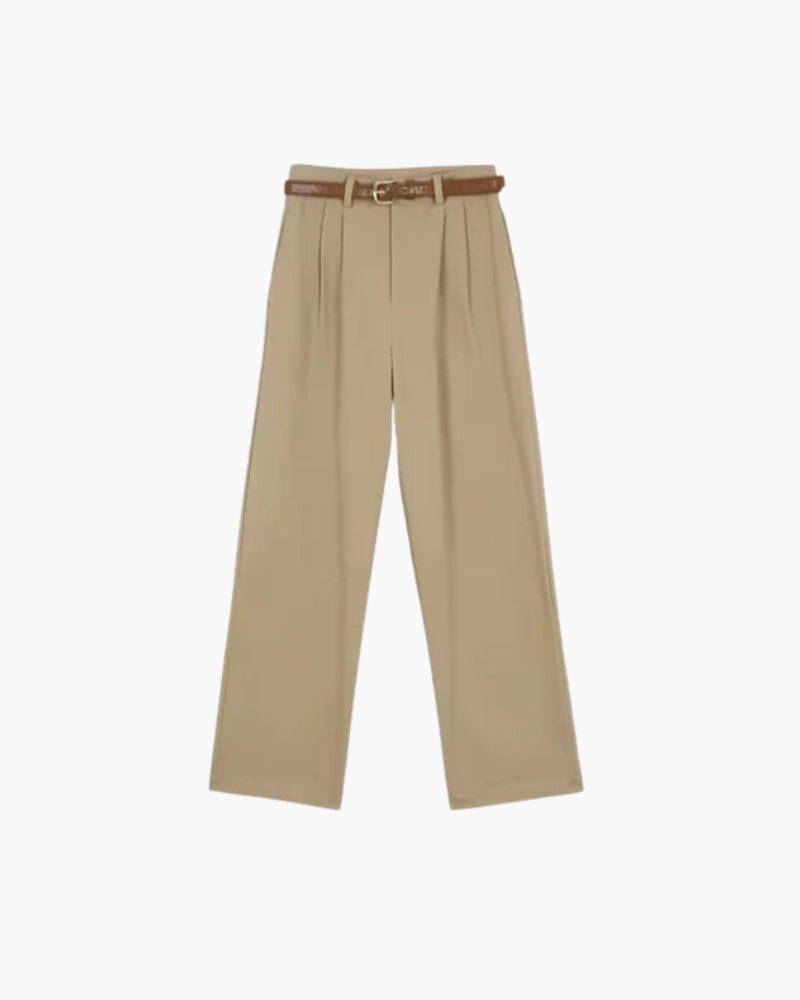 Women's Straight Cut Cropped Trousers with Belt Loops