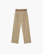 Women's Straight Cut Cropped Trousers with Belt Loops