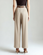 Women's Straight Cut Cropped Trousers with Belt Loops