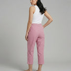 Women's Striped Cropped Wide Leg Pants with Drawstring