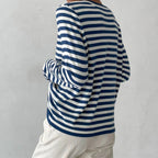 Women's Striped Long Sleeve Tee with Crew Neck
