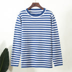 Women's Striped Long Sleeve Tee with Crew Neck