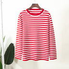 Women's Striped Long Sleeve Tee with Crew Neck