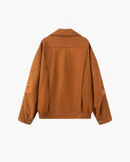 Women's Suede-Look Drape Jacket with Lapel Collar