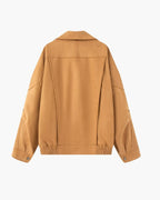 Women's Suede-Look Drape Jacket with Lapel Collar