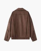 Women's Suede-Look Drape Jacket with Lapel Collar