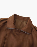 Women's Suede-Look Drape Jacket with Lapel Collar