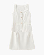 Women's Two-Piece Set with Sleeveless Blazer Top and Shorts
