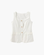 Women's Two-Piece Set with Sleeveless Blazer Top and Shorts