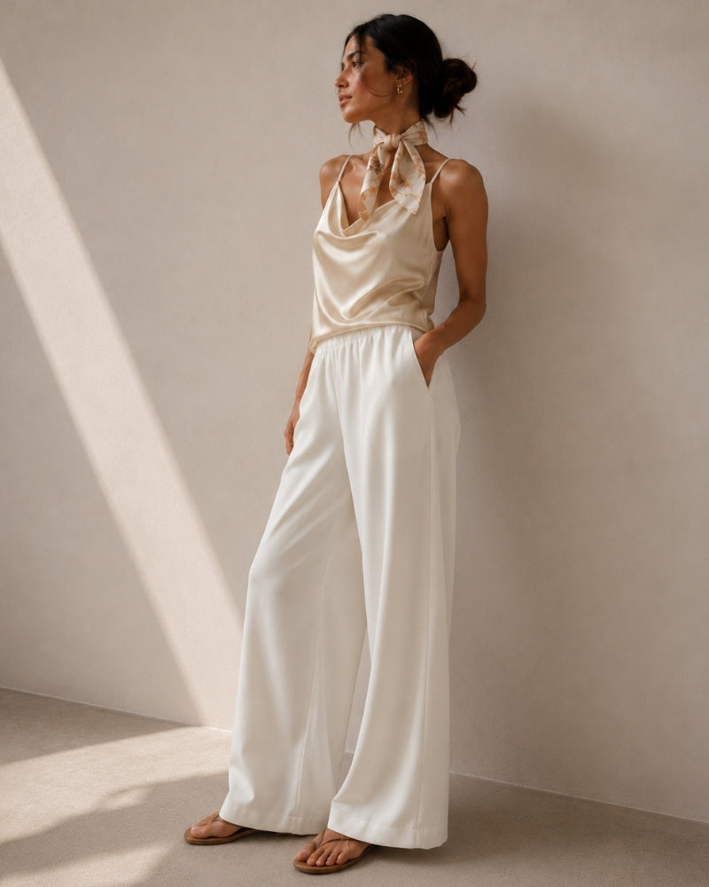 Women's Wide Leg Fluid Trousers with High Waist
