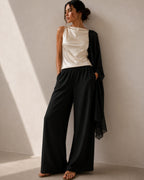 Women's Wide Leg Fluid Trousers with High Waist
