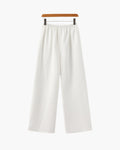 Women's Wide Leg Fluid Trousers with High Waist - Ivory