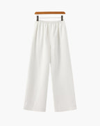 Women's Wide Leg Fluid Trousers with High Waist - Ivory