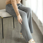 Women's Wide Leg Knit Pants with Drawstring Waist