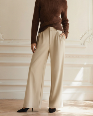 Women's Wide Leg Tailored Trousers with High Waist