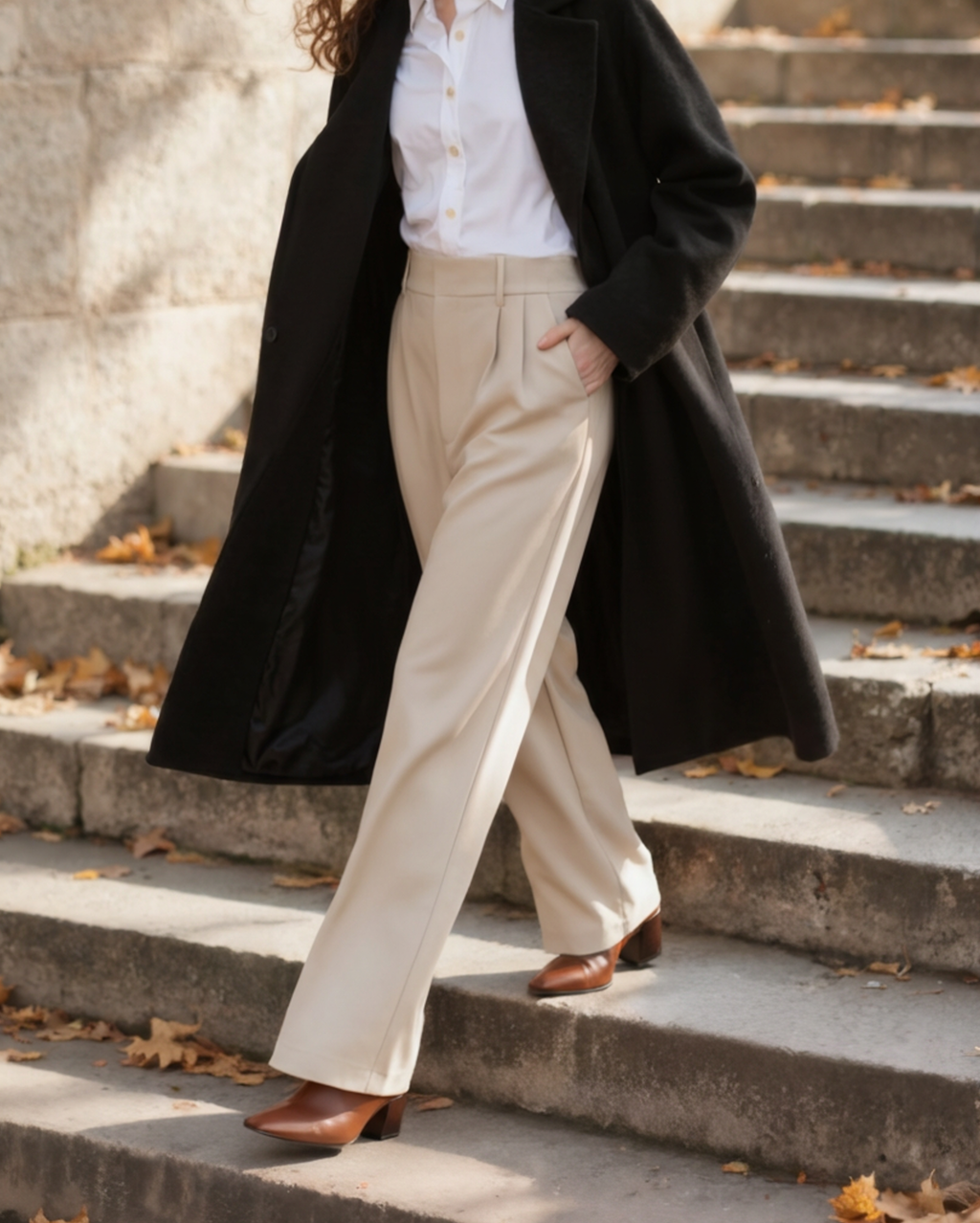 Women's Wide Leg Tailored Trousers with High Waist