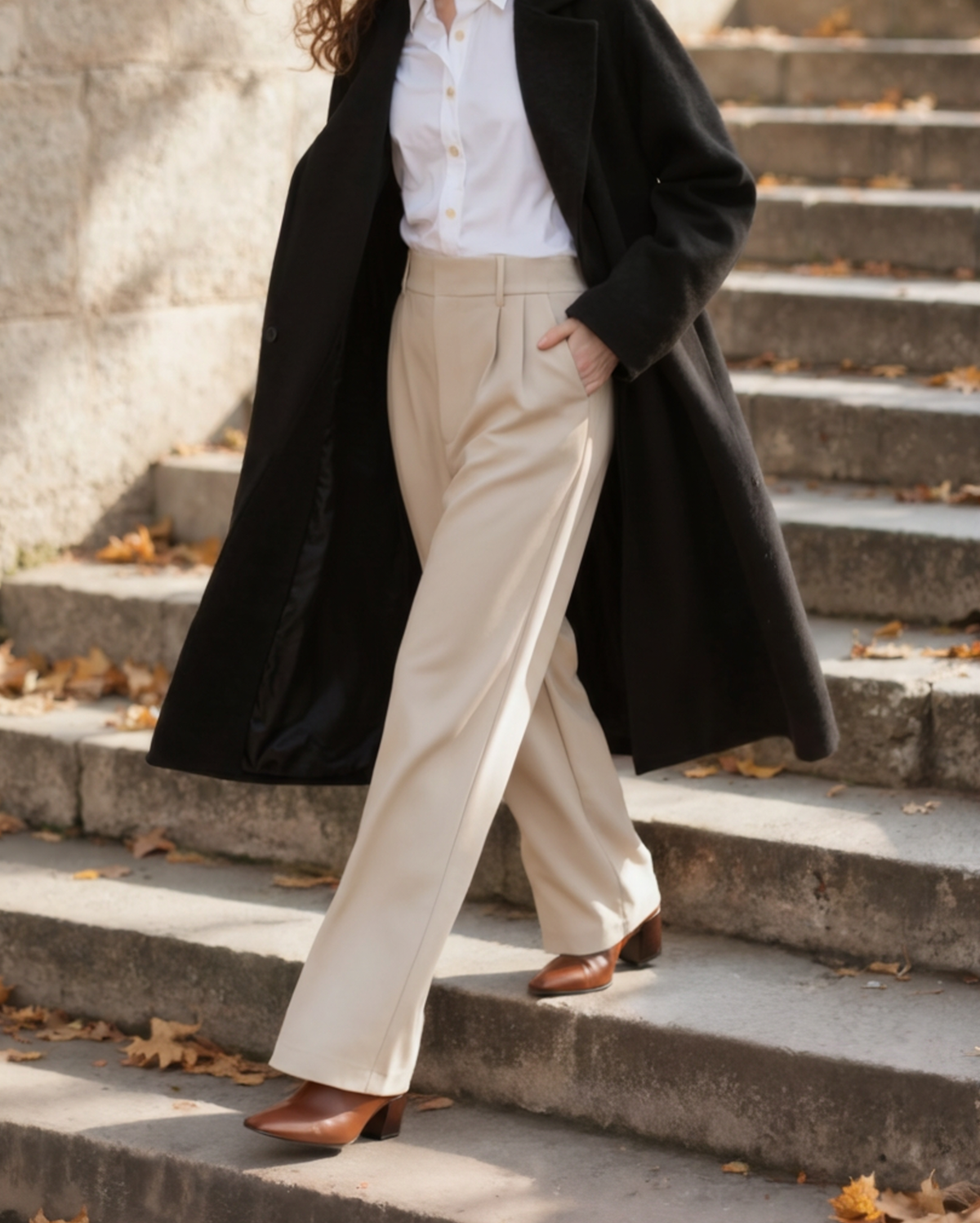 Women's Wide Leg Tailored Trousers with High Waist